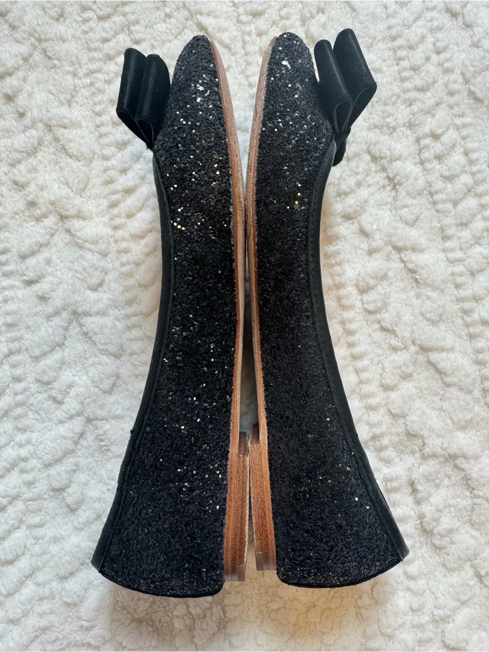 kate spade Black Glitter Bow Ballet Flats size 7.5